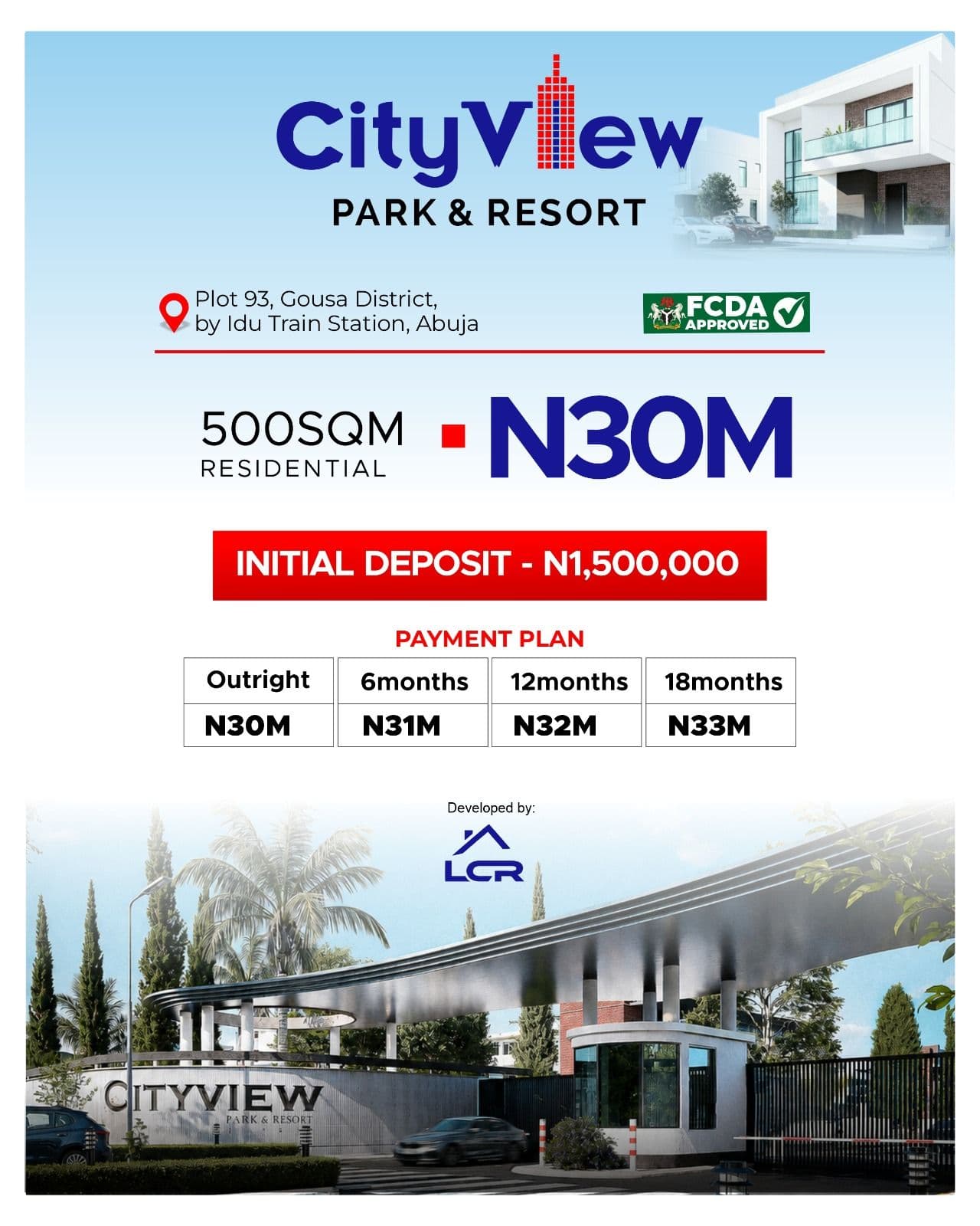 CITY VIEW PARK & RESORT, GOUSA DISTRICT, ABUJA – FCDA APPROVED