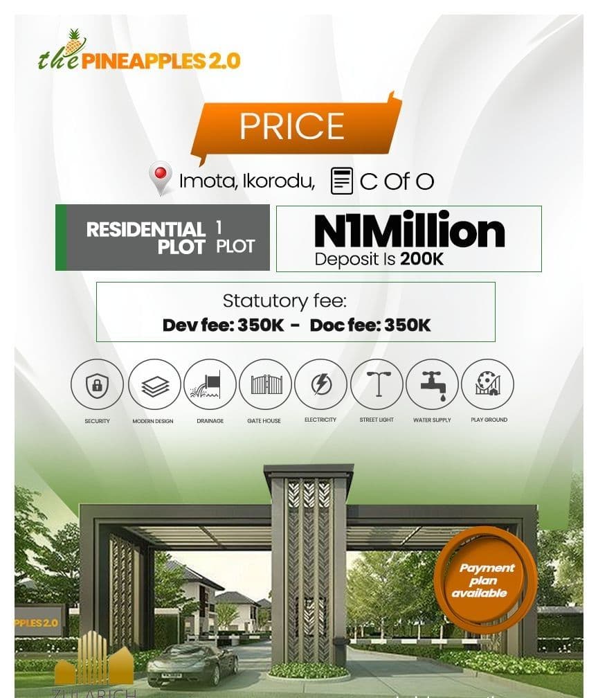 Introducing THE PINEAPPLES 2.0, Imota, Ikorodu – Affordable CofO Land